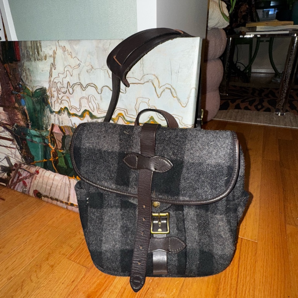 Filson Black and Gray Plaid Backpack